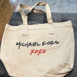 Michael Kors Tan Tote with Red Accents